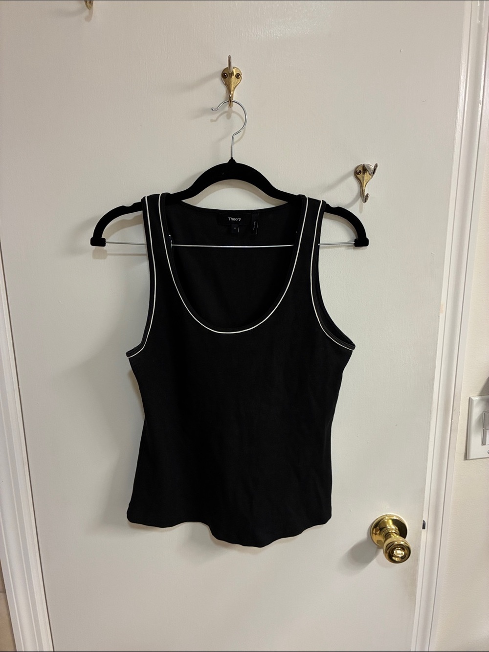 Theory Black Tank Top with White Trim Sz S